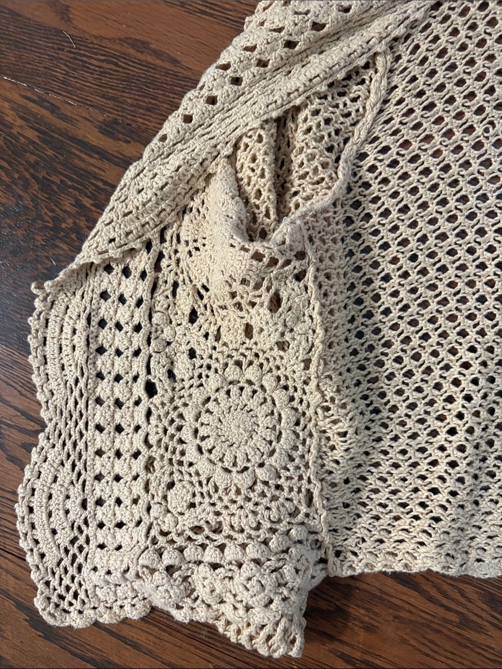 a.n.a Beige Crochet Open-Front Cardigan - Picture 8 of 9